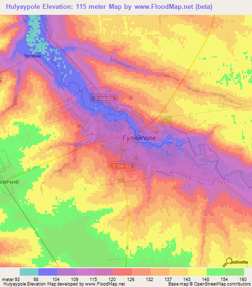 Hulyaypole,Ukraine Elevation Map