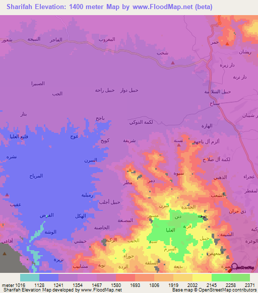 Sharifah,Yemen Elevation Map