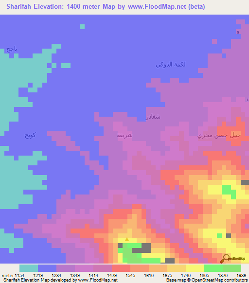 Sharifah,Yemen Elevation Map