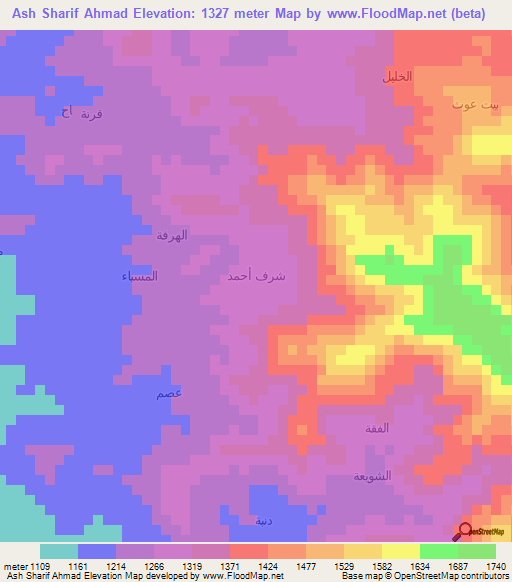 Ash Sharif Ahmad,Yemen Elevation Map