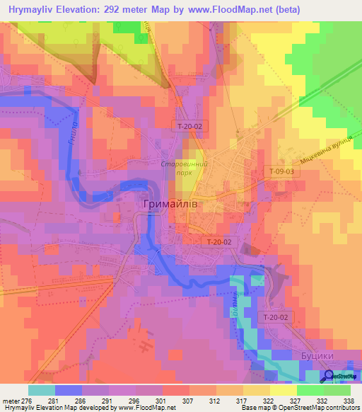 Hrymayliv,Ukraine Elevation Map