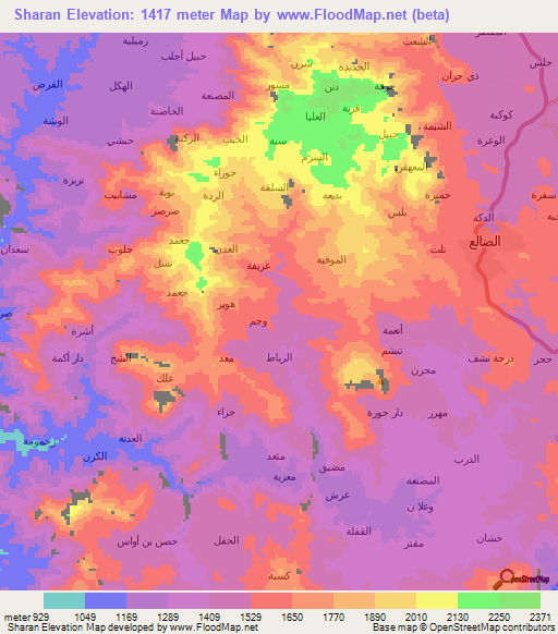 Sharan,Yemen Elevation Map