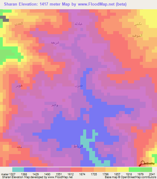 Sharan,Yemen Elevation Map