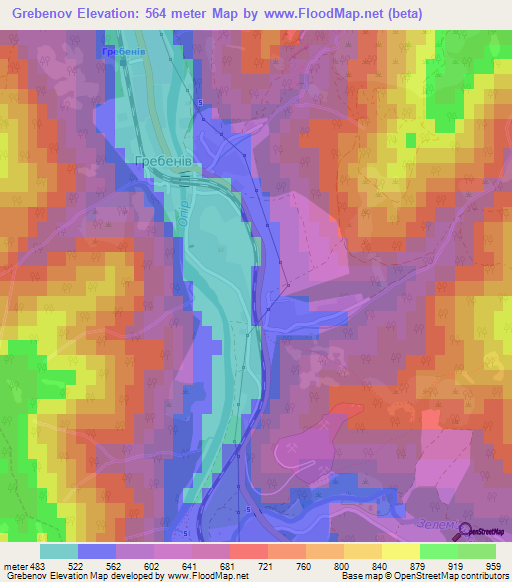 Grebenov,Ukraine Elevation Map