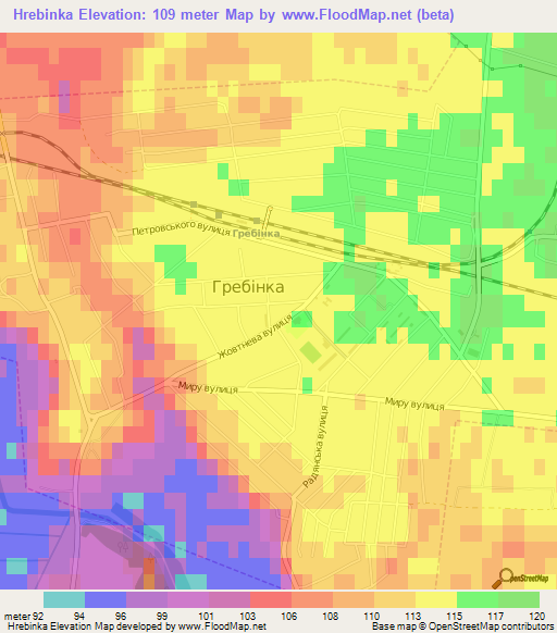 Hrebinka,Ukraine Elevation Map