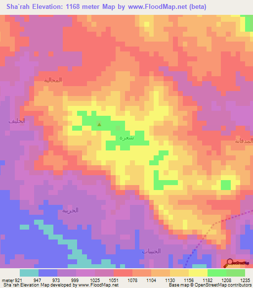 Sha`rah,Yemen Elevation Map