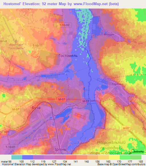 Hostomel',Ukraine Elevation Map