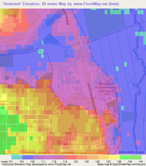 Hostomel',Ukraine Elevation Map