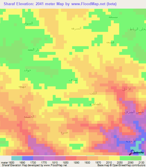 Sharaf,Yemen Elevation Map