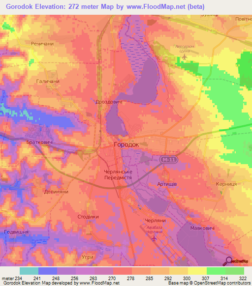 Gorodok,Ukraine Elevation Map