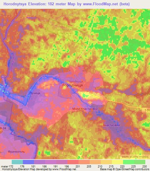 Horodnytsya,Ukraine Elevation Map