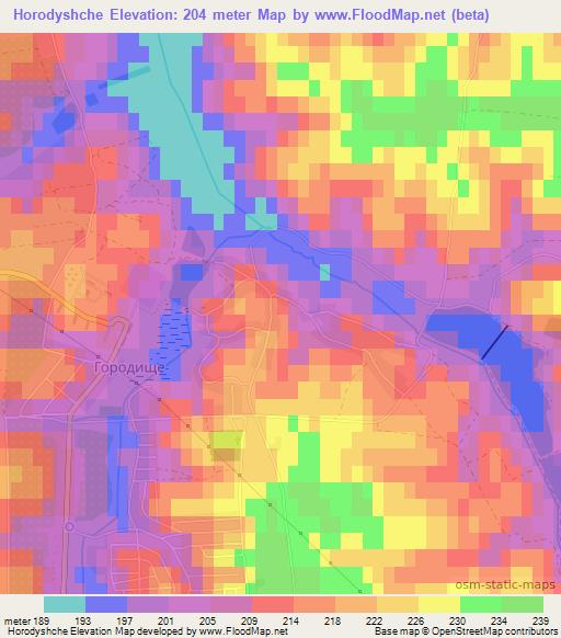 Horodyshche,Ukraine Elevation Map