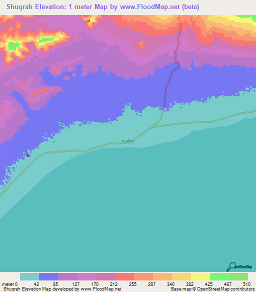 Shuqrah,Yemen Elevation Map