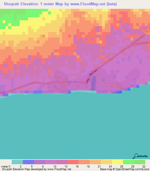 Shuqrah,Yemen Elevation Map