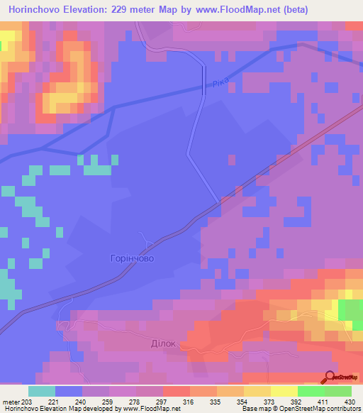 Horinchovo,Ukraine Elevation Map