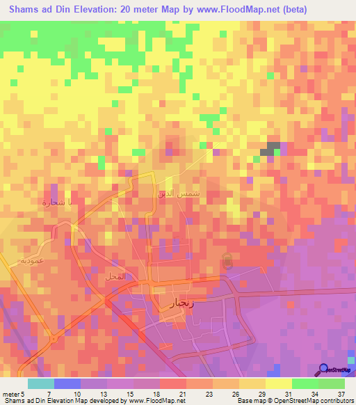 Shams ad Din,Yemen Elevation Map