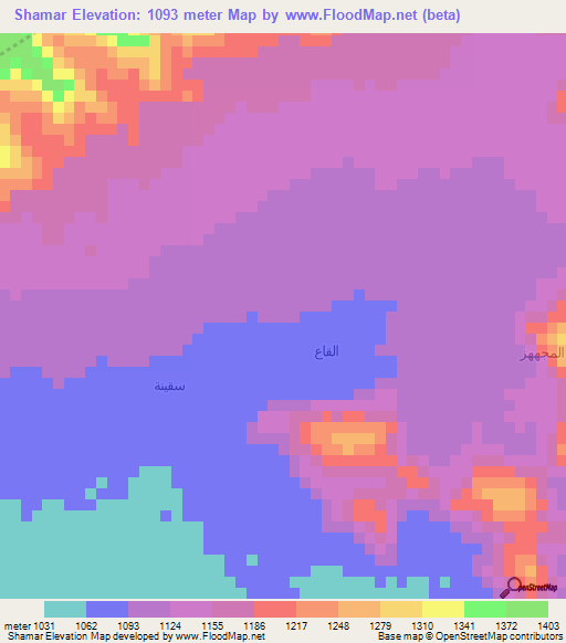 Shamar,Yemen Elevation Map