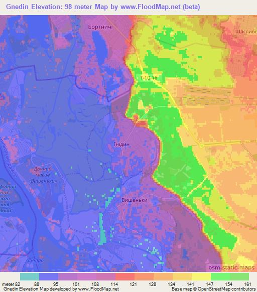 Gnedin,Ukraine Elevation Map