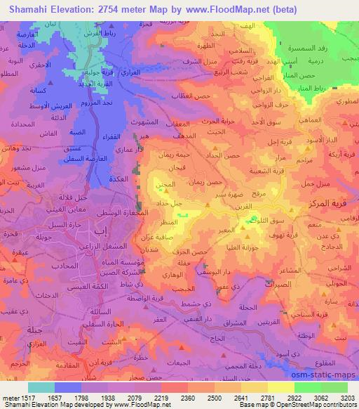 Shamahi,Yemen Elevation Map