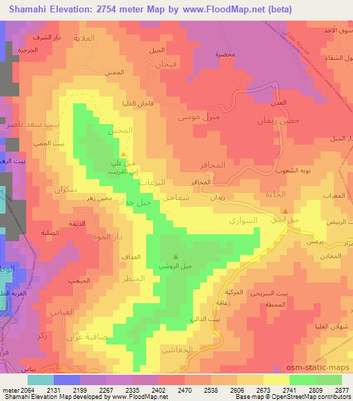 Shamahi,Yemen Elevation Map