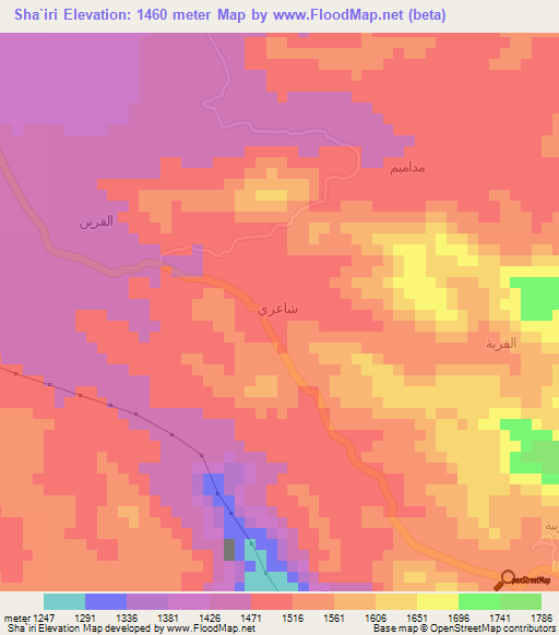 Sha`iri,Yemen Elevation Map