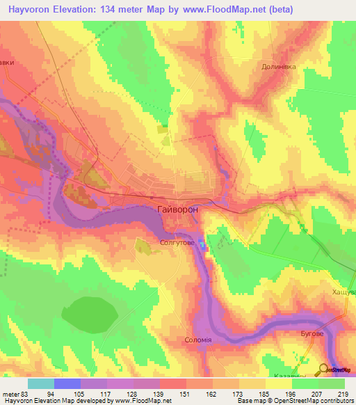 Hayvoron,Ukraine Elevation Map
