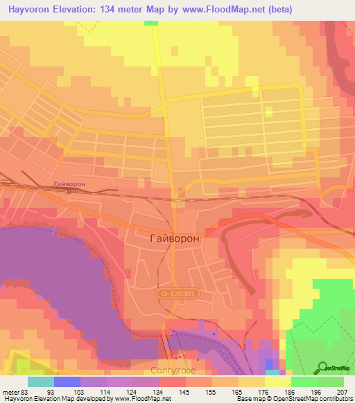 Hayvoron,Ukraine Elevation Map