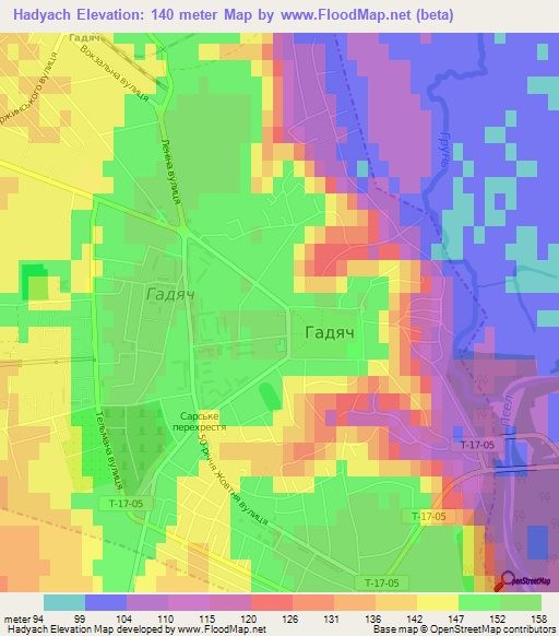Hadyach,Ukraine Elevation Map
