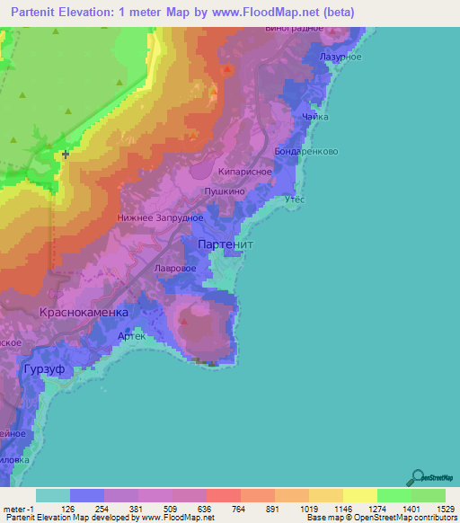 Partenit,Ukraine Elevation Map