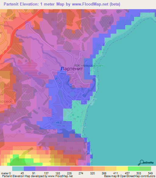 Partenit,Ukraine Elevation Map