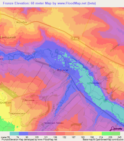 Frunze,Ukraine Elevation Map
