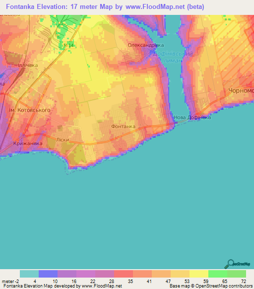 Fontanka,Ukraine Elevation Map
