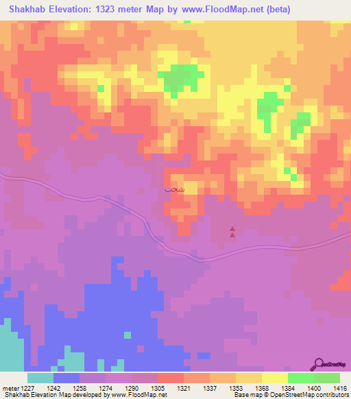 Shakhab,Yemen Elevation Map