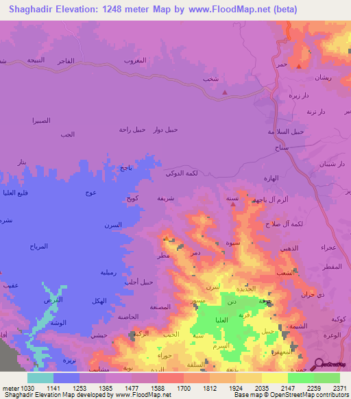 Shaghadir,Yemen Elevation Map