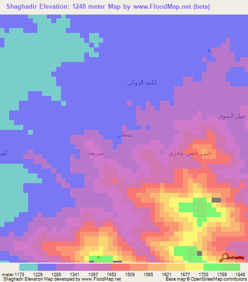 Shaghadir,Yemen Elevation Map