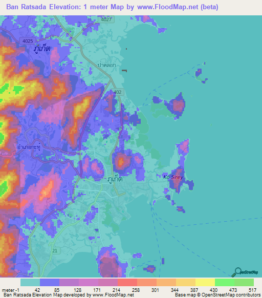 Ban Ratsada,Thailand Elevation Map