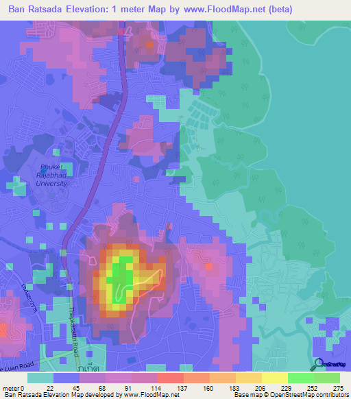 Ban Ratsada,Thailand Elevation Map