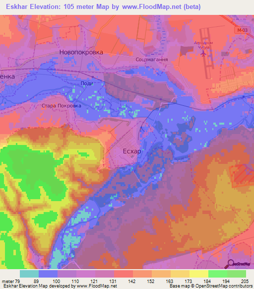 Eskhar,Ukraine Elevation Map