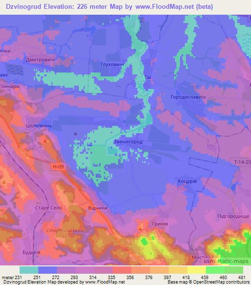 Dzvinogrud,Ukraine Elevation Map