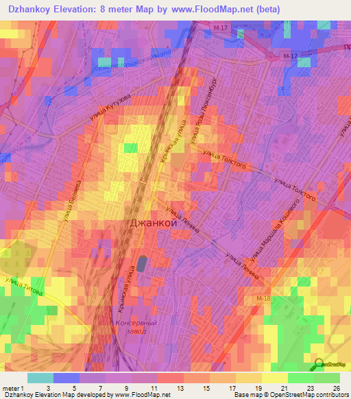 Dzhankoy,Ukraine Elevation Map