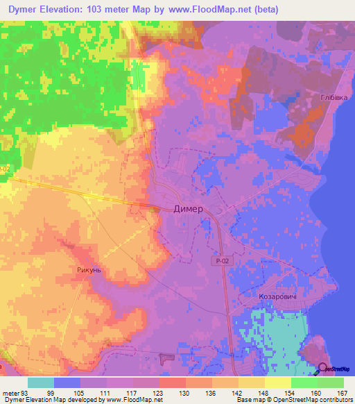 Dymer,Ukraine Elevation Map