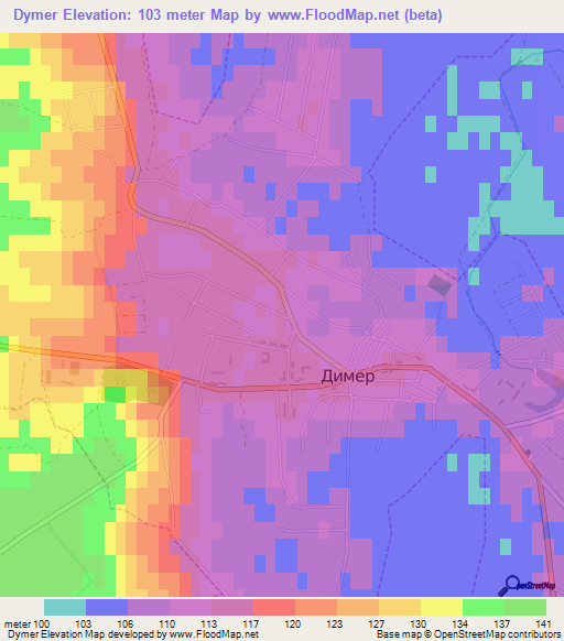 Dymer,Ukraine Elevation Map