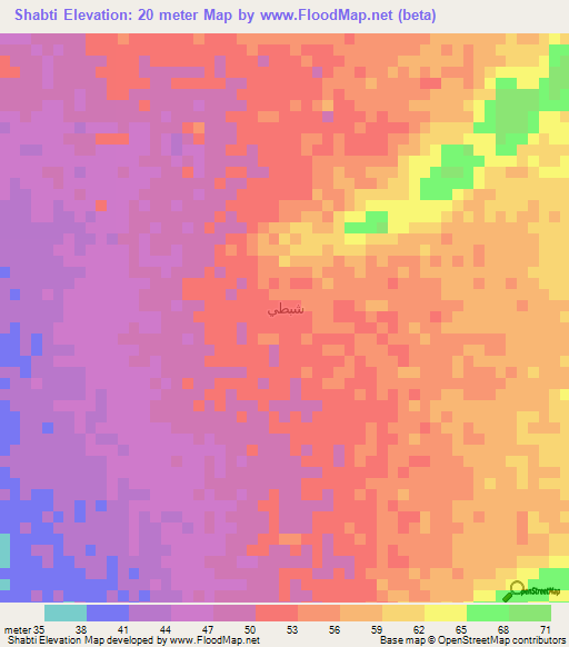 Shabti,Yemen Elevation Map