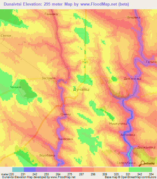 Dunaivtsi,Ukraine Elevation Map