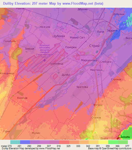 Duliby,Ukraine Elevation Map