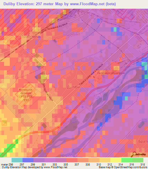 Duliby,Ukraine Elevation Map
