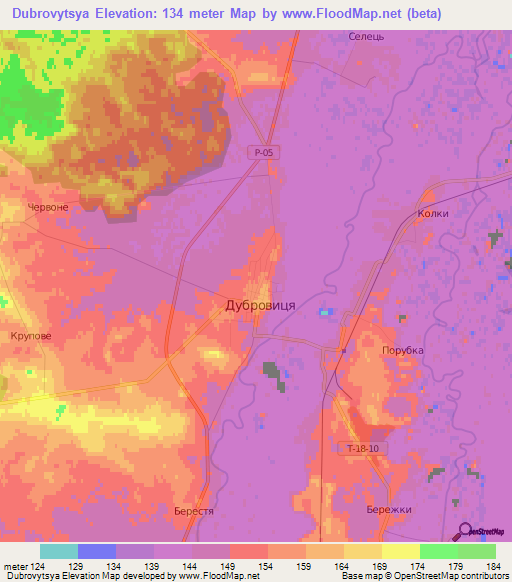Dubrovytsya,Ukraine Elevation Map