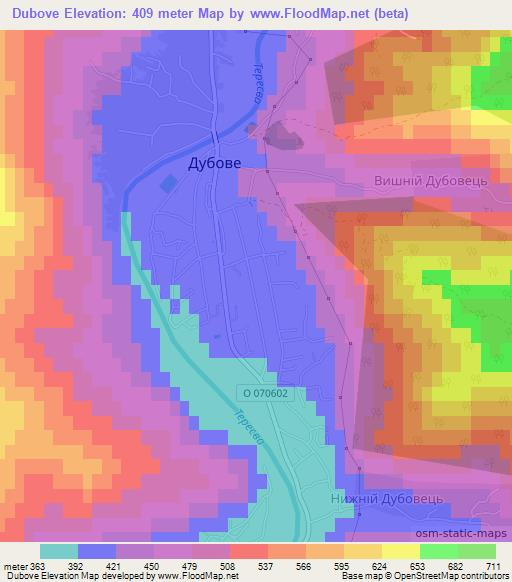 Dubove,Ukraine Elevation Map