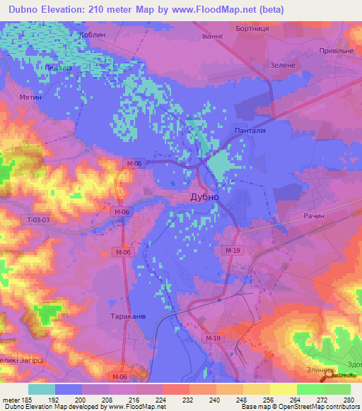 Dubno,Ukraine Elevation Map