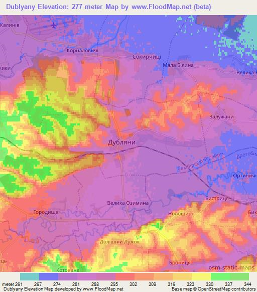Dublyany,Ukraine Elevation Map